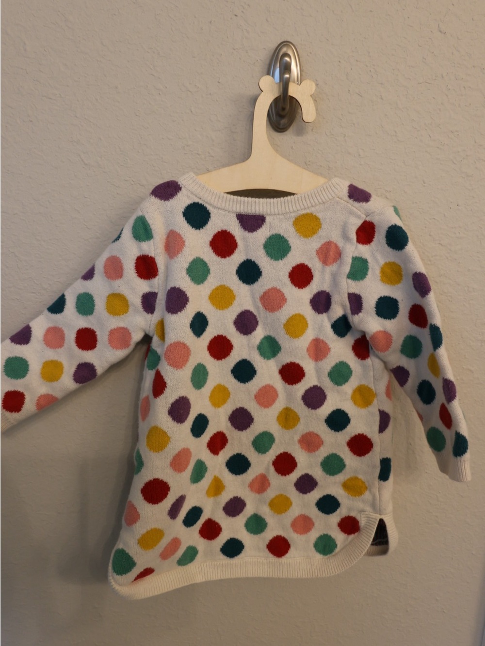 GAP Women's White Crewneck Sweater with Multicolor Polka Dots